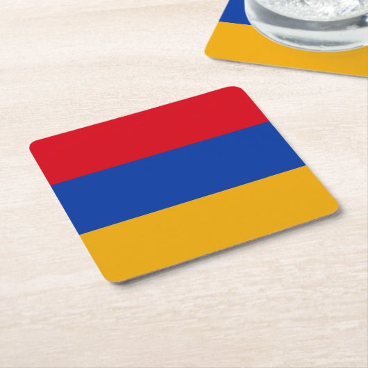 愛国的アルメニア国旗 スクエアペーパーコースター (アングル)