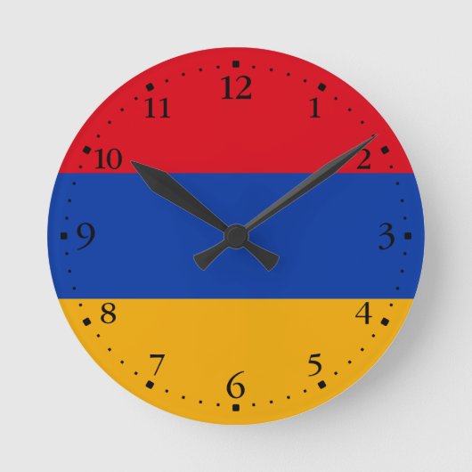 愛国的アルメニア国旗 ラウンド壁時計 (正面)
