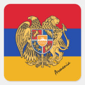 愛国的アルメニア&アルメニア国旗、休日/スポーツ スクエアシール (正面)