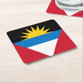 愛国的アンティグア・バーブーダ国旗 スクエアペーパーコースター (アングル)