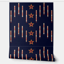 愛国的アールデコ – 赤アイボリーオンネイビーブルーv2 壁紙