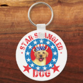 愛国的イエロー・ラブラドール・レトリーバー キーホルダー (正面)