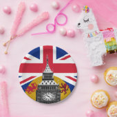愛国的イギリス、英国国旗&ドラゴン、激しい勢い ペーパープレート (パーティー)