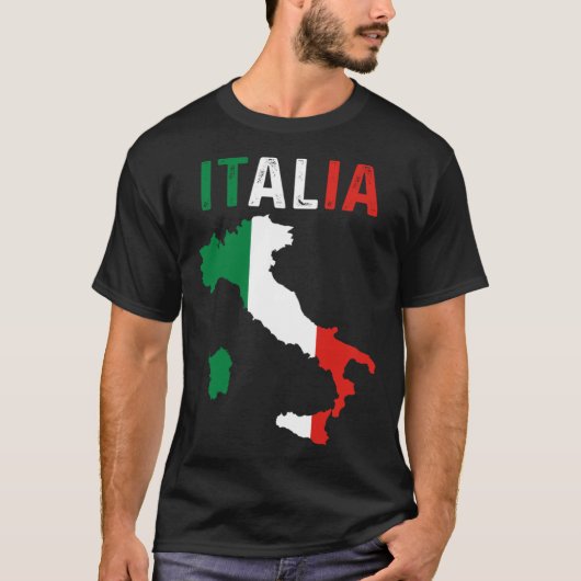 愛国的イタリアンルーツヨーロッパトラベラーイタリアの地図 Tシャツ (正面)