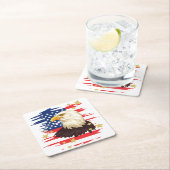 愛国的イーグルUSA国旗の星紙コースター スクエアペーパーコースター (インサイチュ)