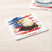 愛国的イーグルUSA国旗の星紙コースター スクエアペーパーコースター (アングル)