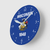 愛国的ウィスコンシン国旗 ラウンド壁時計
