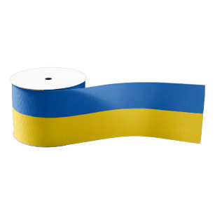 愛国的ウクライナ国旗の青い黄色いウクライナ語  グログランリボン