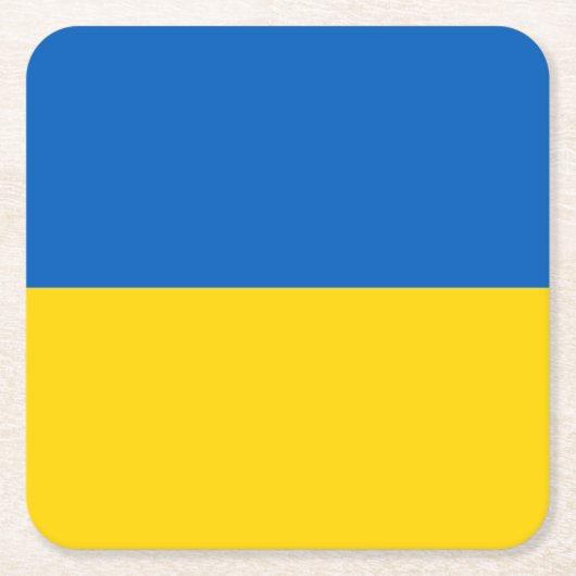 愛国的ウクライナ国旗 スクエアペーパーコースター (正面)