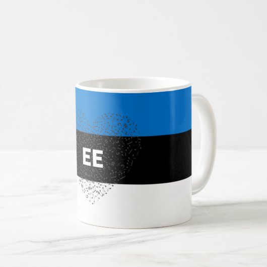 愛国的エストニア国旗とミュージカルハート コーヒーマグカップ (正面右)