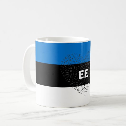 愛国的エストニア国旗とミュージカルハート コーヒーマグカップ (正面左)