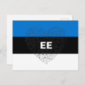 愛国的エストニア国旗とミュージカルハート ポストカード (正面/裏面)