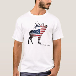 愛国的エルク狩りTシャツ | アメリカ動揺して Tシャツ