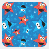 愛国的エルモとクッキーの怪獣パターン スクエアシール (正面)