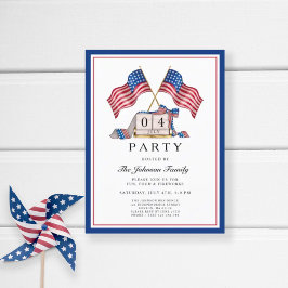 愛国的エレガントな米国の7月4日の国旗 インビテーションポストカード
