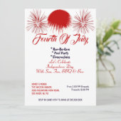 愛国的エレガントな4th 7月Firecrackers BBQパーティー 招待状 (スタンド正面)