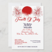 愛国的エレガントな4th 7月Firecrackers BBQパーティー 招待状 (正面)