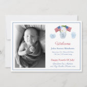 愛国的エレガントベビー誕生統計ウェルカム写真 案内状 (正面)