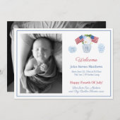 愛国的エレガントベビー誕生統計ウェルカム写真 案内状 (正面/裏面)