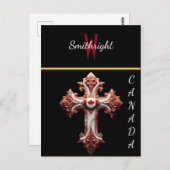 愛国的エンブレム：カナダ国旗のクロス ポストカード (正面/裏面)