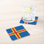 愛国的オーランド諸島国旗 スクエアペーパーコースター (インサイチュ)