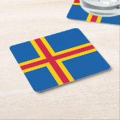 愛国的オーランド諸島国旗 スクエアペーパーコースター (アングル)
