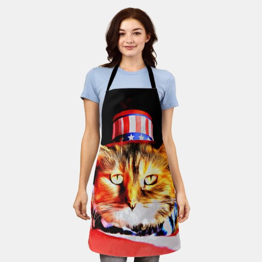 愛国的オールオーバープリントエプロン エプロン (着用した状態)