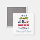 愛国的カスタムなアメリカ国旗のクリスマスプディング マグネット (正面/裏面)