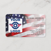 愛国的カスタムなロゴQRコードアメリカ国旗 名刺 (正面)