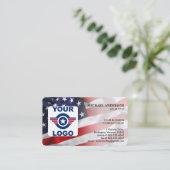 愛国的カスタムなロゴQRコードアメリカ国旗 名刺 (スタンド正面)