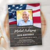 愛国的カスタムな写真アメリカ国旗の誕生日 インビテーションポストカード