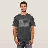 愛国的カッコいいなシルバーグレイアメリカ国旗 Tシャツ (正面フル)