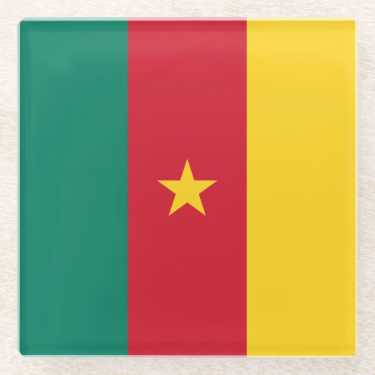 愛国的カメルーン国旗 ガラスコースター (正面)
