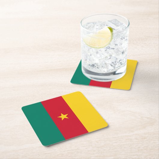 愛国的カメルーン国旗 スクエアペーパーコースター (インサイチュ)