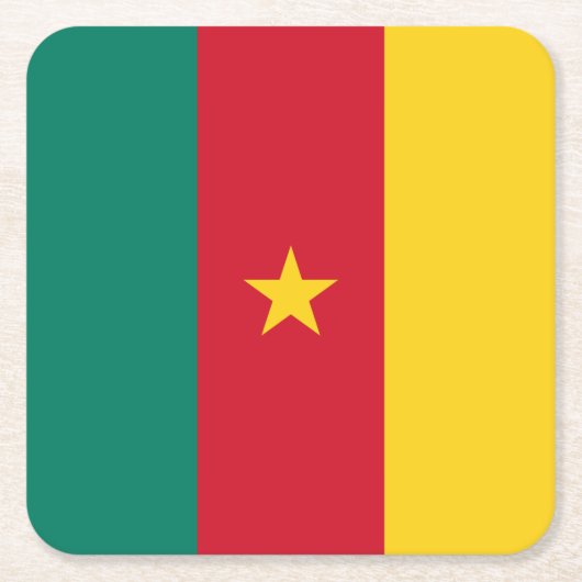愛国的カメルーン国旗 スクエアペーパーコースター (正面)