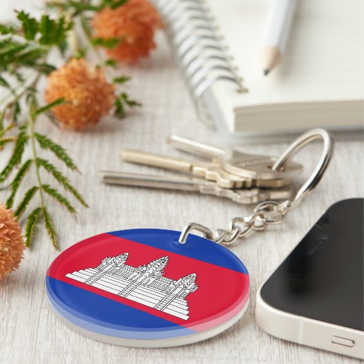 愛国的カンボジア国旗のキーチェーン キーホルダー (正面右)