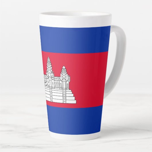 愛国的カンボジア国旗 カフェラテマグ (右アングル)