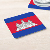 愛国的カンボジア国旗 スクエアペーパーコースター (アングル)