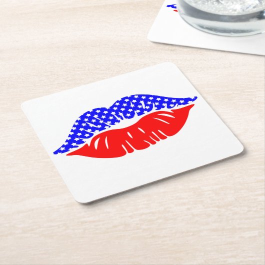 愛国的キス紙ドリンクコースター スクエアペーパーコースター (アングル)