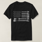 愛国的ギターギフトアメリカ国旗のギタリ Tシャツ (デザイン正面)