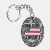 愛国的クラシックなアメリカと強力な神の祝福 キーホルダー (正面左)