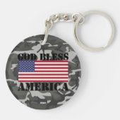 愛国的クラシックなアメリカと強力な神の祝福 キーホルダー (裏面)