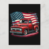 愛国的クラシックな古いピックアップトラック米国国旗4日 エンクロージャーカード (裏面)