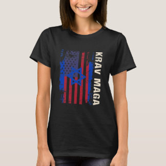 愛国的クラフ・マガ米国旗イスラエル Tシャツ
