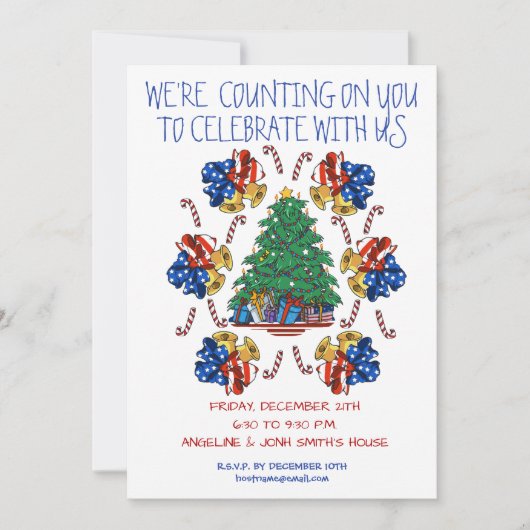 愛国的クリスパーソナライズされたマス 招待状 (正面)