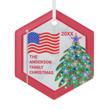 愛国的クリスマスツリーレッド文字カッコいい米国国旗