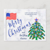 愛国的クリスマスツリーUSAフラグホリデー ポストカード (正面)
