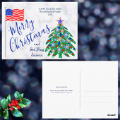 愛国的クリスマスツリーUSAフラグホリデー ポストカード