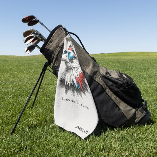 愛国的クールなハゲワシ ゴルフタオル (グリーン)