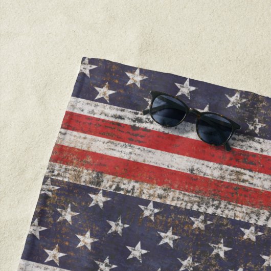 愛国的グランジな星と縞模様 ビーチタオル (インサイチュ)